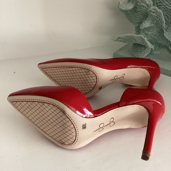 NEW Jessica Simpson Women's Prizma Red Pointed Toe D'Orsay Heels Size 36.5 US 6 - Picture 10 of 11